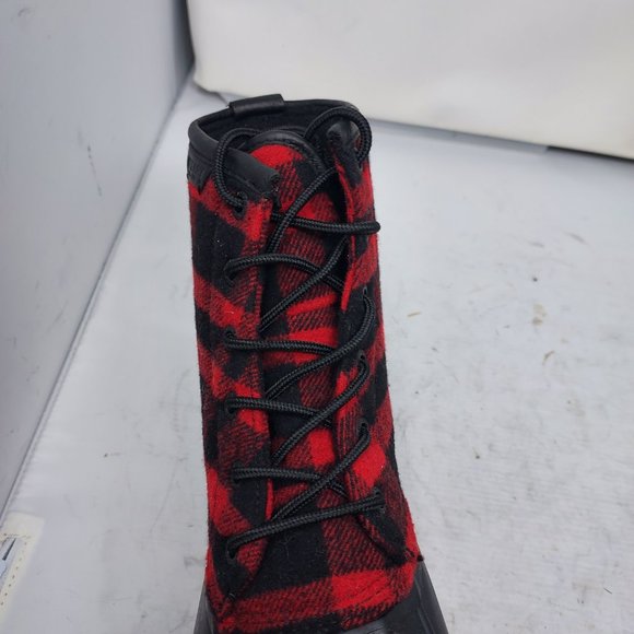 Sperry Black Red Plaid Duck Snow Winter Boot